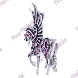 Wholesale 6X alloy rhinestone horse pendant necklace  