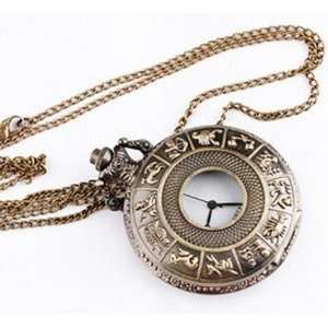   Court Palace Carved Animals Pocket Watch Necklace 