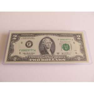  Lucky Money 777 End Fancy Serial Number Uncirculated $2 