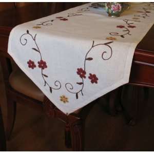  Hand Woollen Embroided Flowers vine Table runnerC