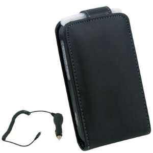 For HTC Wildfire S A510E Flip Leather (Black)+ Car Changer 