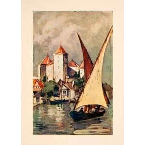  1929 Color Print Blanche McManus Chateau dAnnecy Comtes 