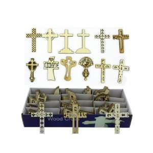 Wood Cross 72 Piece Display Assorted Designs Case Pack 72 