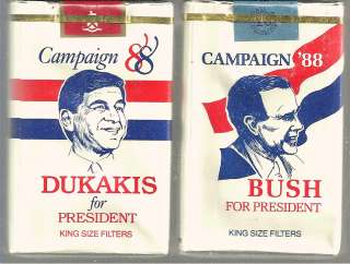   CIGARETTE PACK 1988 CAMPAIGN BUSH   DUKAKIS FOR PRESIDENT 1 Pack Each
