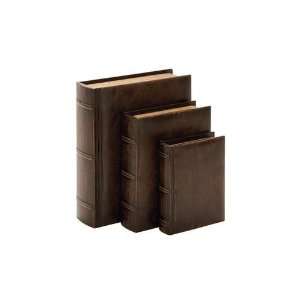  Benzara 55701 Library Wood Leather Book Set 3 13 in., 10 