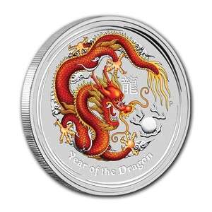 2012 Year of the Dragon Perthmint Color Silver Coin 1/2 oz Beautiful 