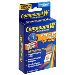 Compound W Wart Remover, Maximum Strength, One Step Pads for Kids, 16 
