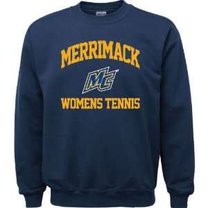  Merrimack Warriors Navy Womens Tennis Arch Crewneck 