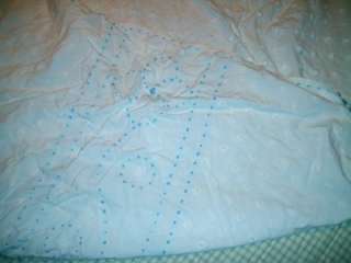 Antique Blue on White Pom Pom Bedspread Like Chenille  