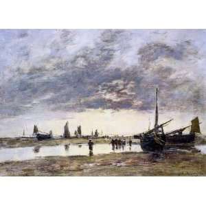   painting name Low Tide at Berck, By Boudin Eugène 