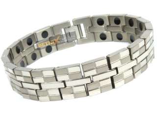 Mens Gents Titanium Magnetic bracelet 30 magnets bangle silver 