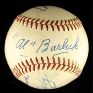 1958 World Series Umpires Hand Signed Baseball Jsa Loa   Autographed 