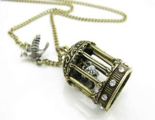 Carve wave bird cage fly pigeon Necklace Tag $26.99 X33  