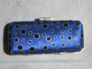 Polka Dot Clutch Purse Black Blue Beige Lavender Hard Case Evening Bag 