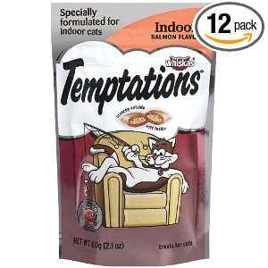 Whiskas Temptations Indoor Savory Salmon Flavour Treats for Cats, 2.1 