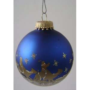  Three Wise Men Spherical Christmas Glass Ornament   Blue 