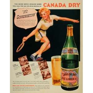  1937 Ad Canada Dry Pale Ginger Ale Bottle Tennis Lloyd 