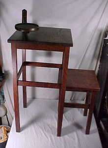 ANTIQUE STICKLEY BROTHERS 2585 TELEPHONE STAND & BENCH  