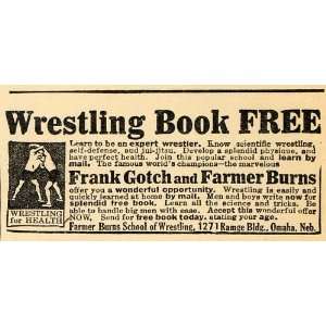   Frank Gotch Wrestling School Book   Original Print Ad