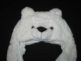 NEW POLAR BEAR Girls Boys Winter Hat Ear Flap Animal Critter Scarf w 