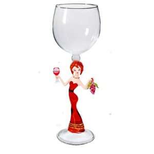   Lady with Grapes Wine Glass by Yurana Designs   W277 