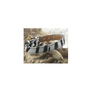  Amberhill Zebra Hair on Italian Leather Collar (Size 16, 3 