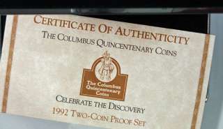 1992 COLUMBUS QUINCENTENARY 2 Pcs. DOLLAR & HALF DOLLAR COMMEMORATIVE 