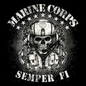 Marine Corps MENS BIKER T SHIRT Skull SEMPER FI  