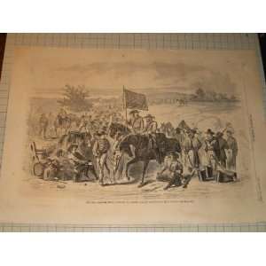 1862 Civil War Engraving The First Virginia (Rebel) Cavalry At a Halt