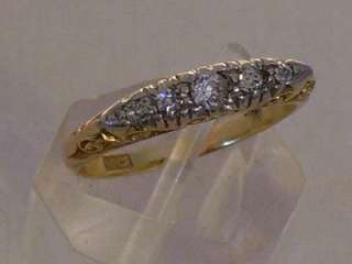 EDWARDIAN 18CT GOLD PLATINUM LADIES 5 STONE DIAMOND RING  