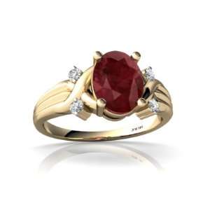  14K Yellow Gold Oval Genuine Ruby Ring Size 8.5 Jewelry