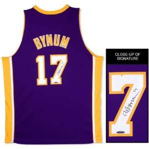  Andrew Bynum Autographed Authentic Los Angeles Lakers Away 