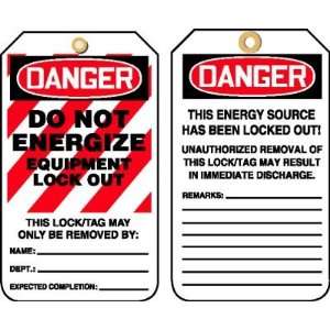  DO NOT ENERGIZE EQUIPMENT LOCK OUT Tags RV Plastic (5 7/8 