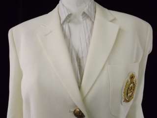 womens wool jacket blazer Ralph Lauren off white beige vintage L 12 