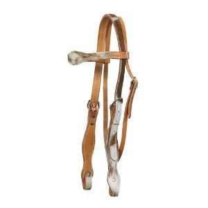 Wild Hair on Hide Browband Style Horse Headstall  Sports 