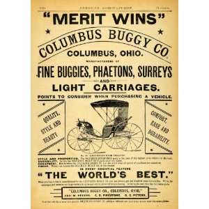 1891 Ad Antique Columbus Buggy Carriage Phateon Surrey George M Peters 