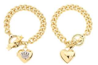NIB JUICY COUTURE Bow Toggle Heart Locket Charm Bracelet Come w/ Gift 