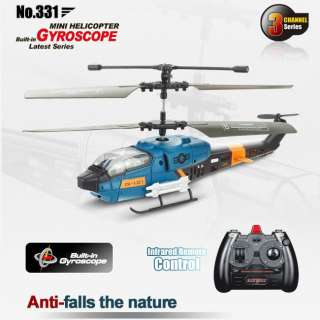 JXD Model #331 3 Channels RC Military Gyro Mini Indoor Helicopter 
