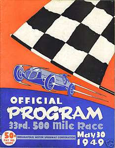1949 Official 33rd Indy 500 Race Car program  
