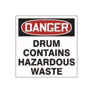 Hazardous Waste Adhesive Vinyl Labels DANGER DRUM CONTAINS HAZARDOUS 