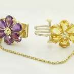 Stunning Multi Colored Pear Shaped Stone Flower 14K Yellow Gold 