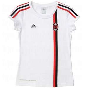  adidas Womens AC Milan Core T Shirts White/ACM Red/Medium 