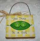 Small Wooden Plaque TWO PEAS IN A POD Baby Shower LOVE items in Daisy 