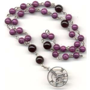  Christian Peace Rosary   Violet Fossil and Black Czech 