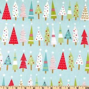   Frosted Christmas Trees Blue Fabric By The Yard Arts, Crafts & Sewing
