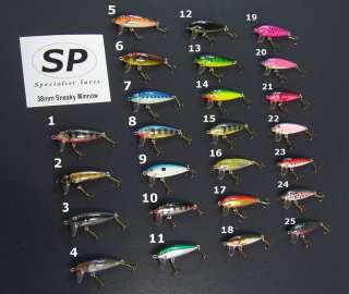 This auction is for ALL 25 SP Sneaky Minnow Lures   these are the 