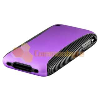   SOFT CASE Purple Hard COVER+Privacy Guard For iPhone 3G 3GS 3th  