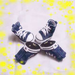 Winter Small Dog Boots Shoes Sneakers Jeans Blue Rubber Bottom Various 