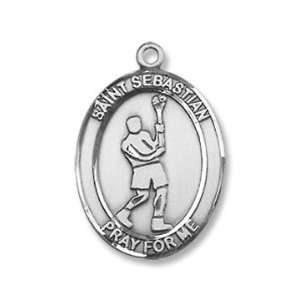 St. Sebastian Lacrosse Medium Sterling Silver Medal