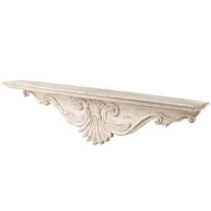  Whitewashed Wood Carved Wall Shelf by by Midwest CBK